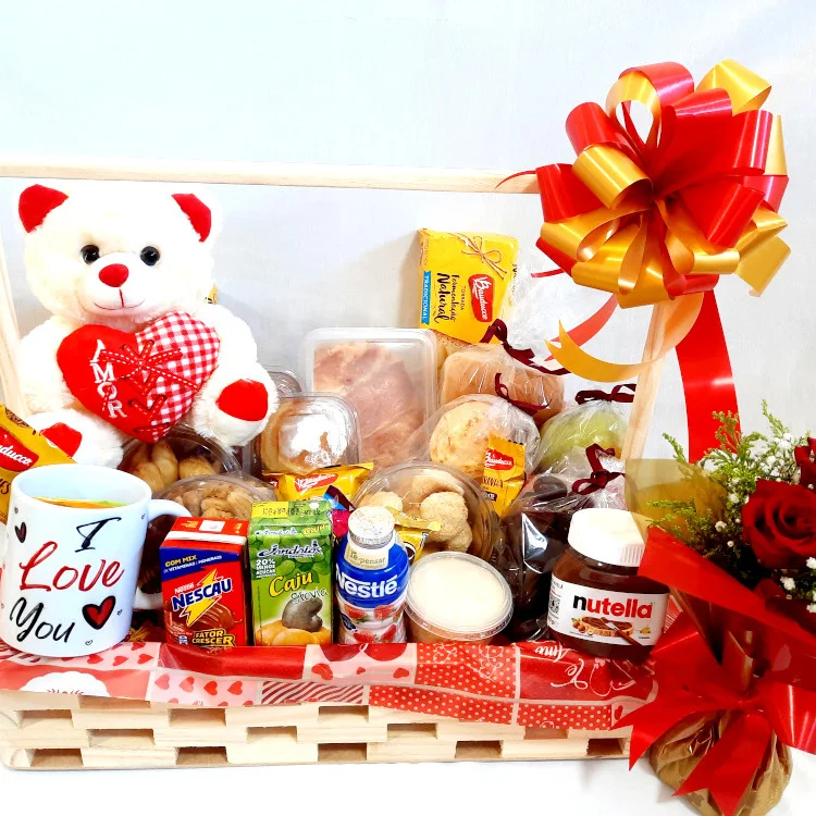 Cesta de Caf� da Manh� Rom�ntica Luxo