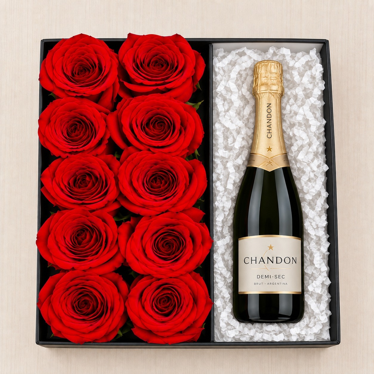 Box com Rosas Vermelhas e Chandon Baby